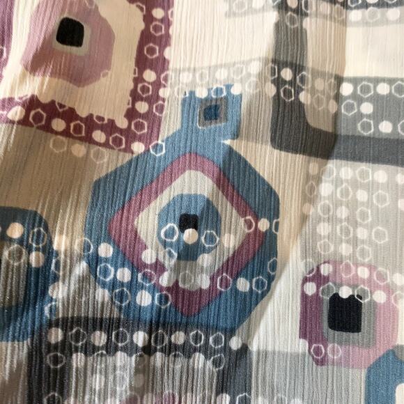 Womens Large Short Sleeve Blouse Shirt Top Tee Collared Geometric y2k Retro - Picture 3 of 8